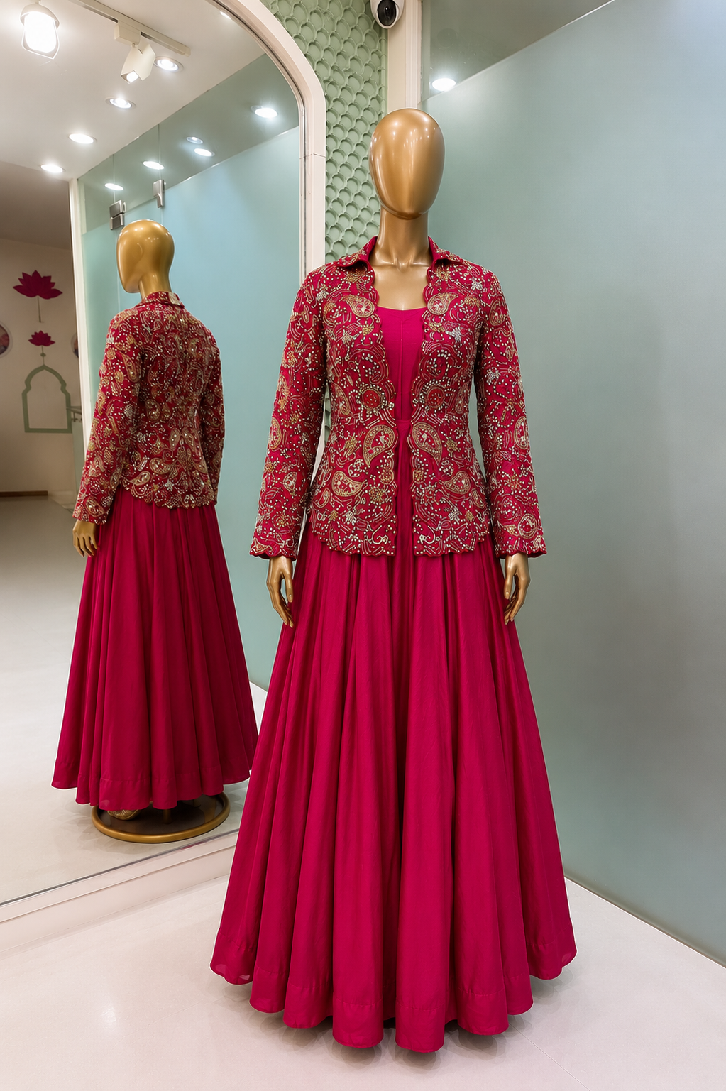 39 - Wine Embroidered Anarkali