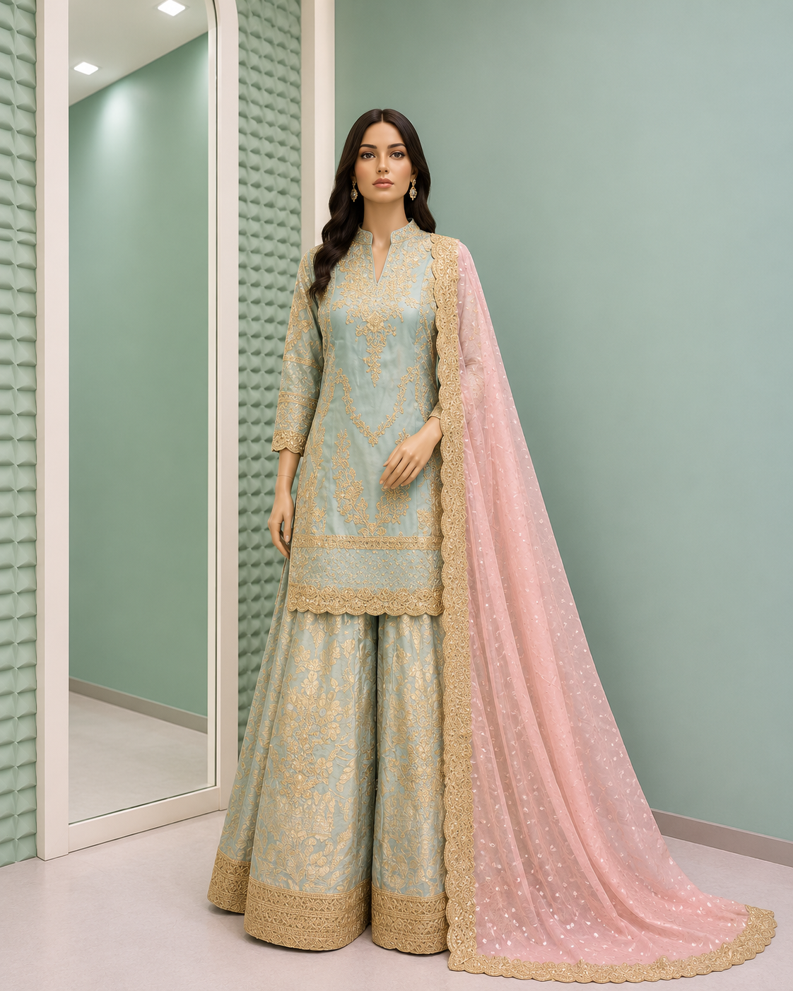 25 - Fuchsia Mirrorwork Lehenga