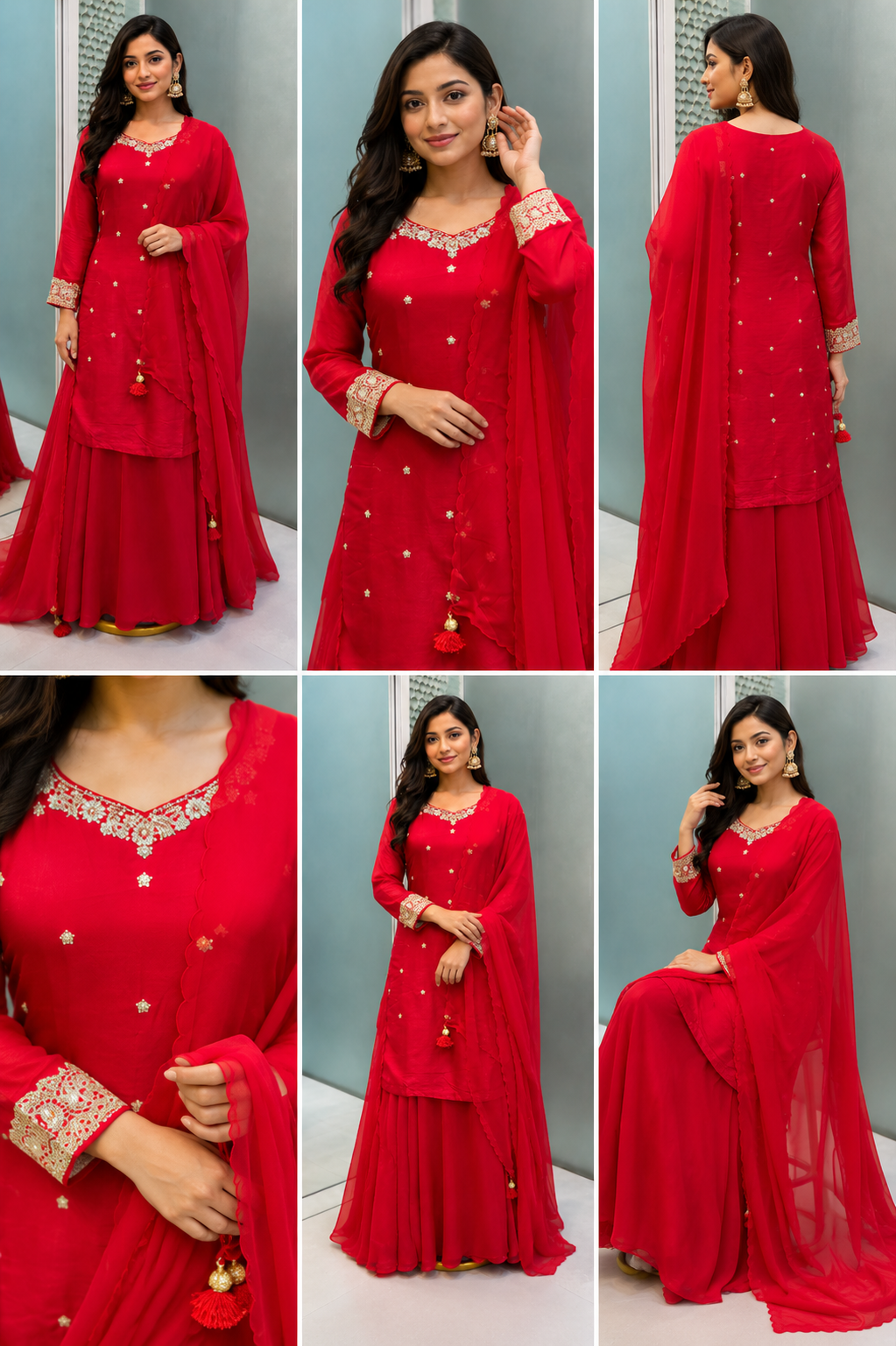 43 - Mint Floral Sharara Set