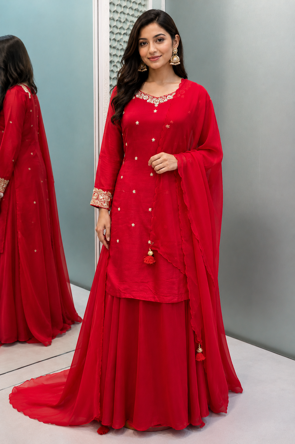 43 - Mint Floral Sharara Set