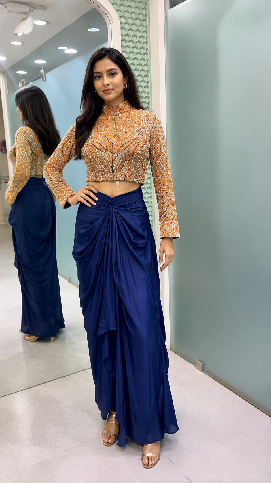 44 - Midnight Blue Jacket Lehenga