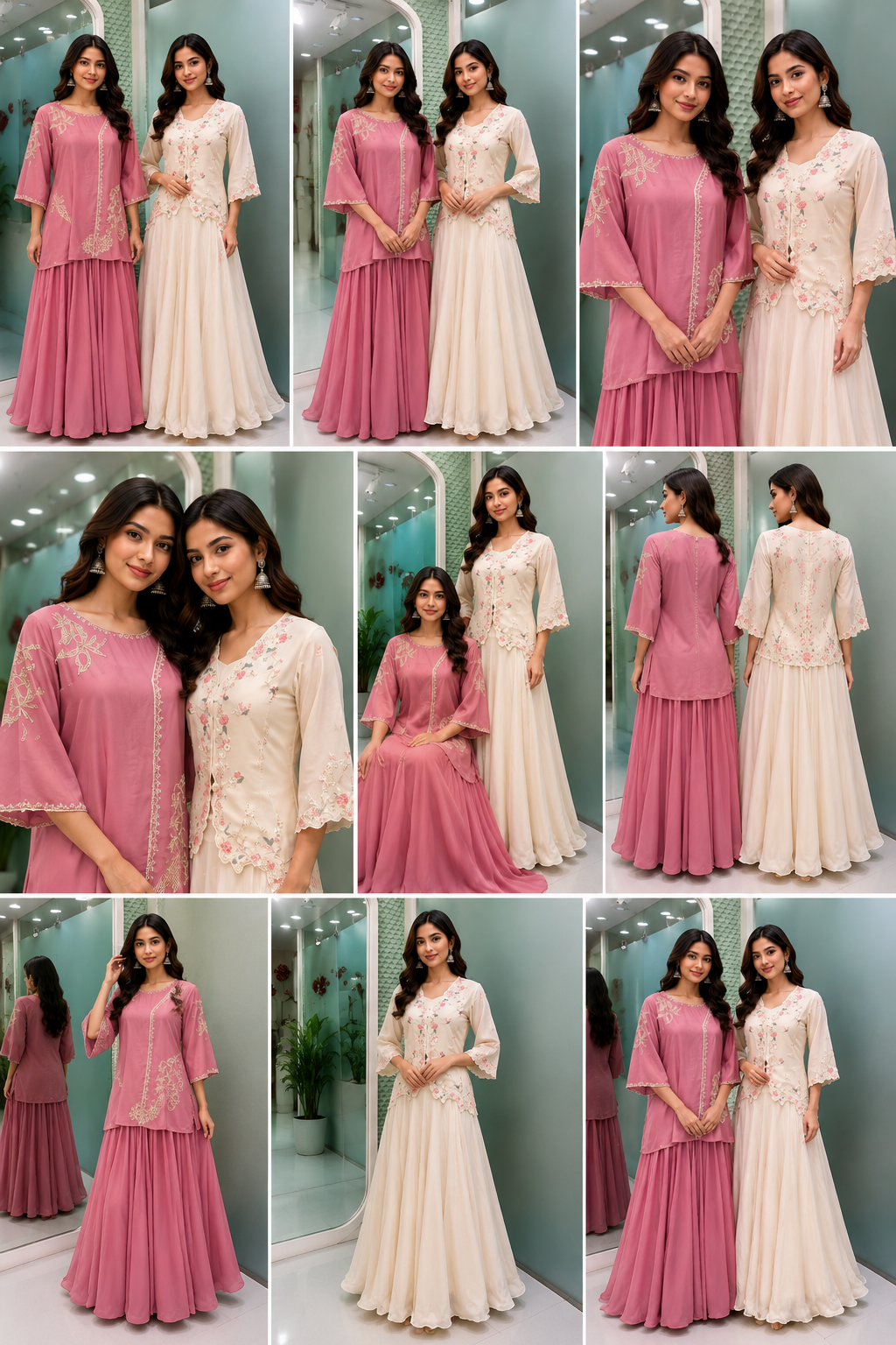 Powder Blue Embroidered Palazzo Set