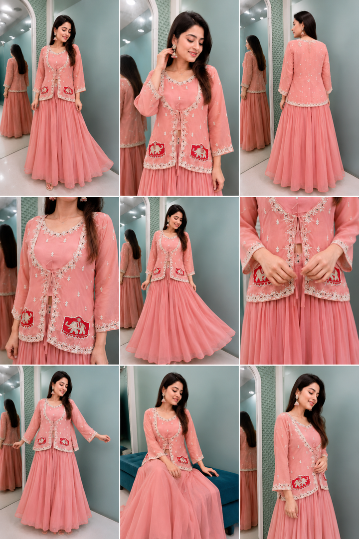 Emerald Sequin Festive Lehenga