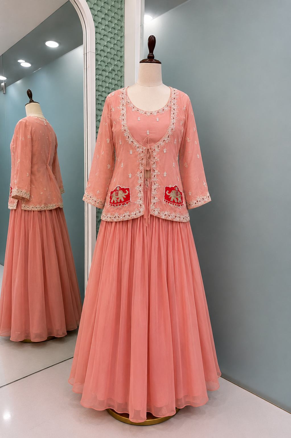 23 - Emerald Sequin Festive Lehenga