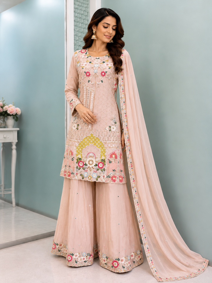 Pastel Floral Festive Sharara Set