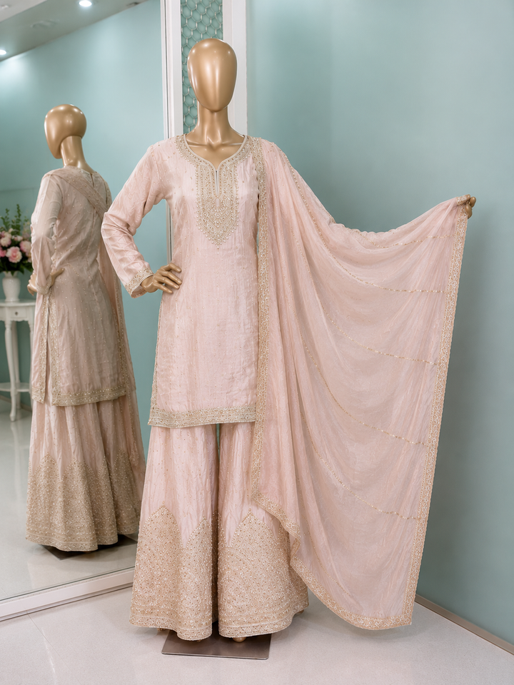 Blush Chikankari Sharara Set