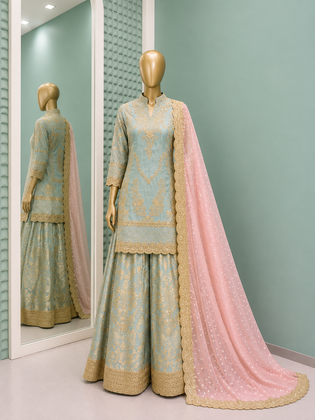 25 - Fuchsia Mirrorwork Lehenga