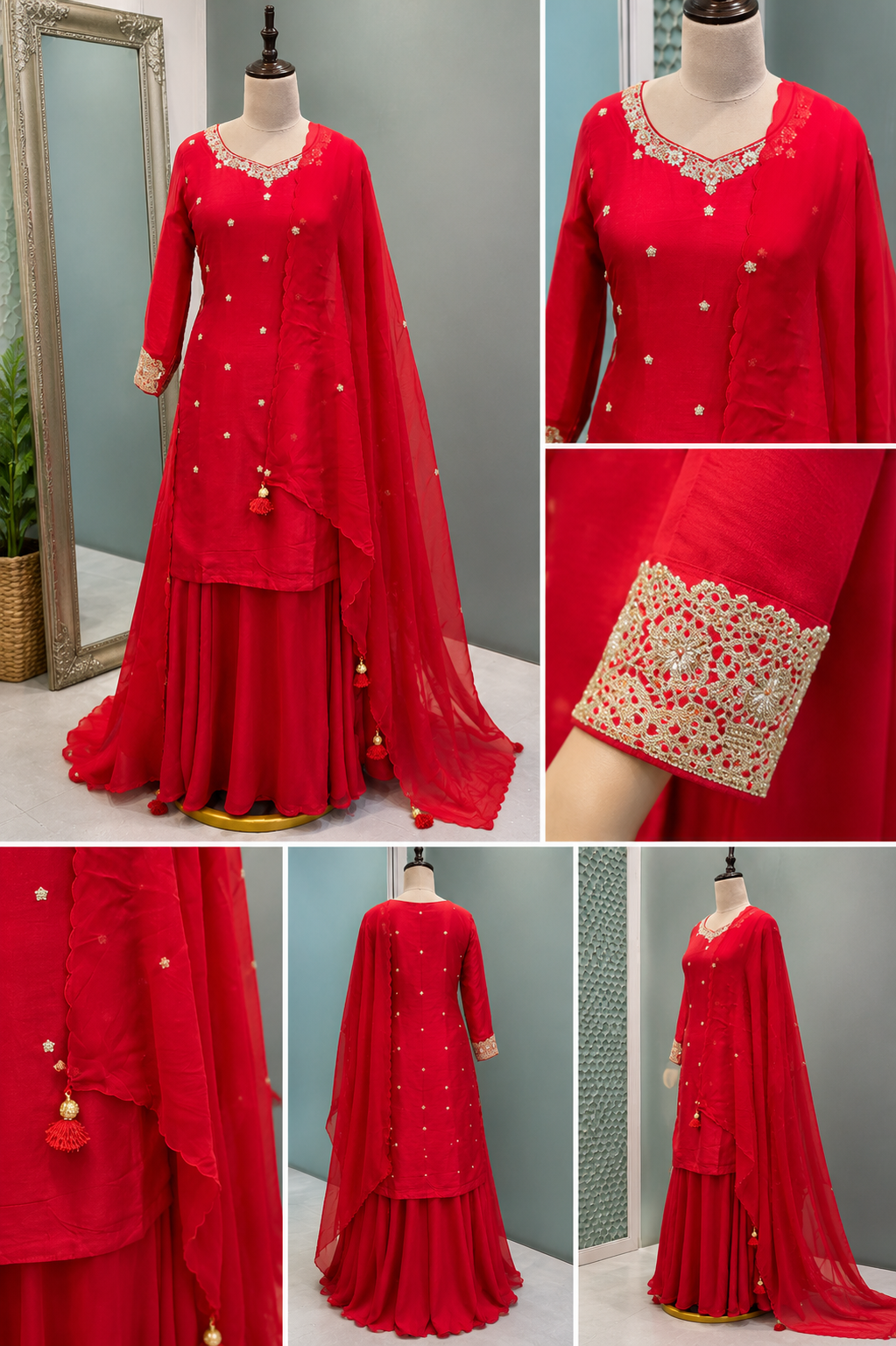 43 - Mint Floral Sharara Set