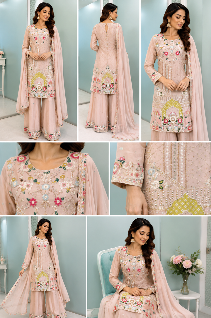 Pastel Floral Festive Sharara Set