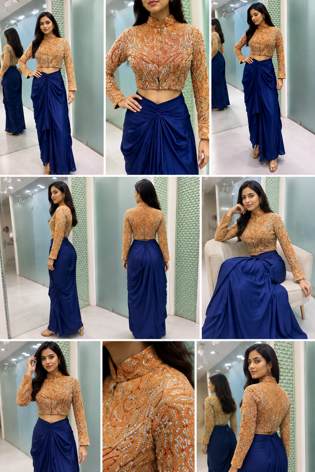 44 - Midnight Blue Jacket Lehenga