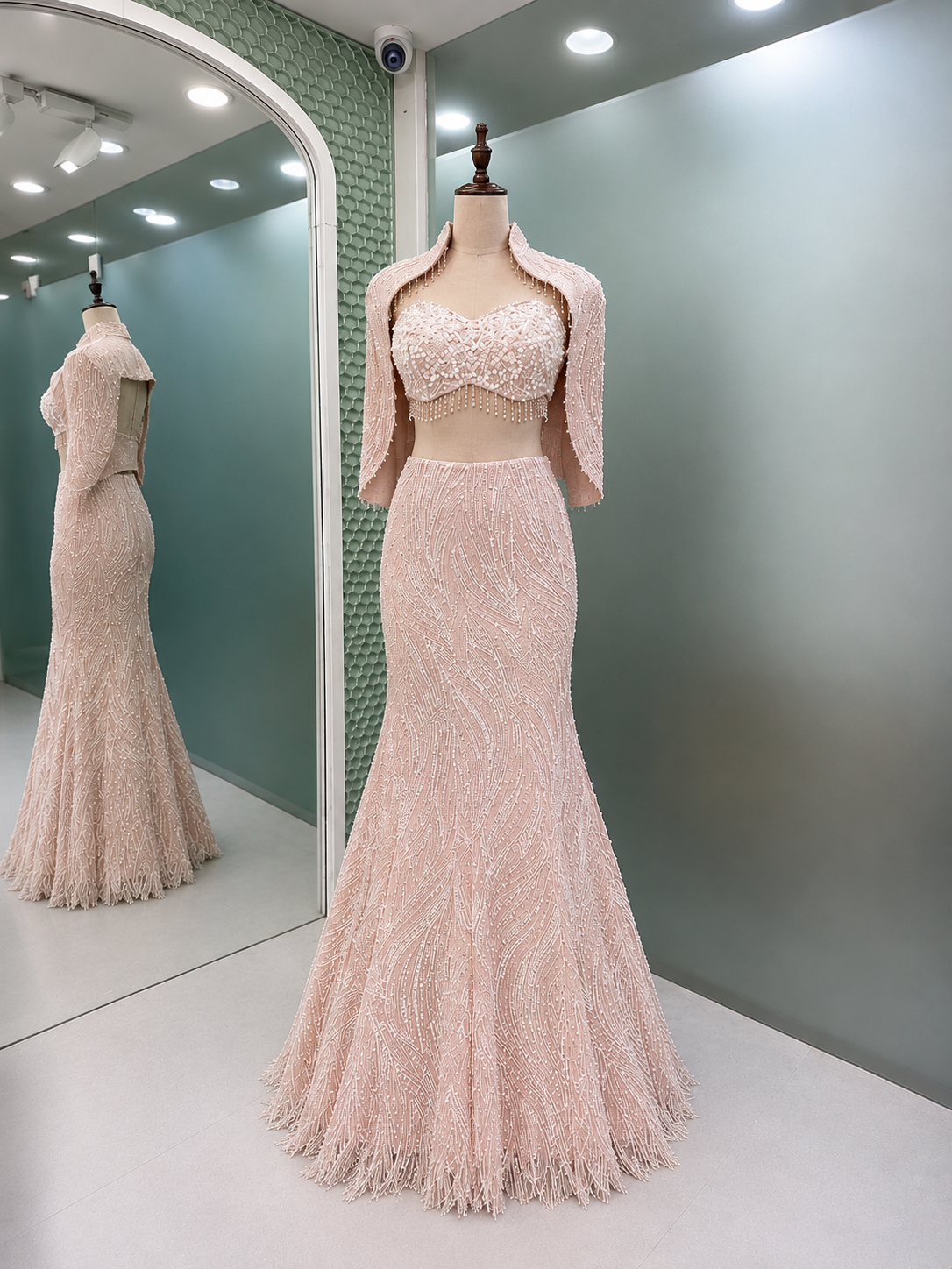 56 - Blush Draped Indo-Western Set