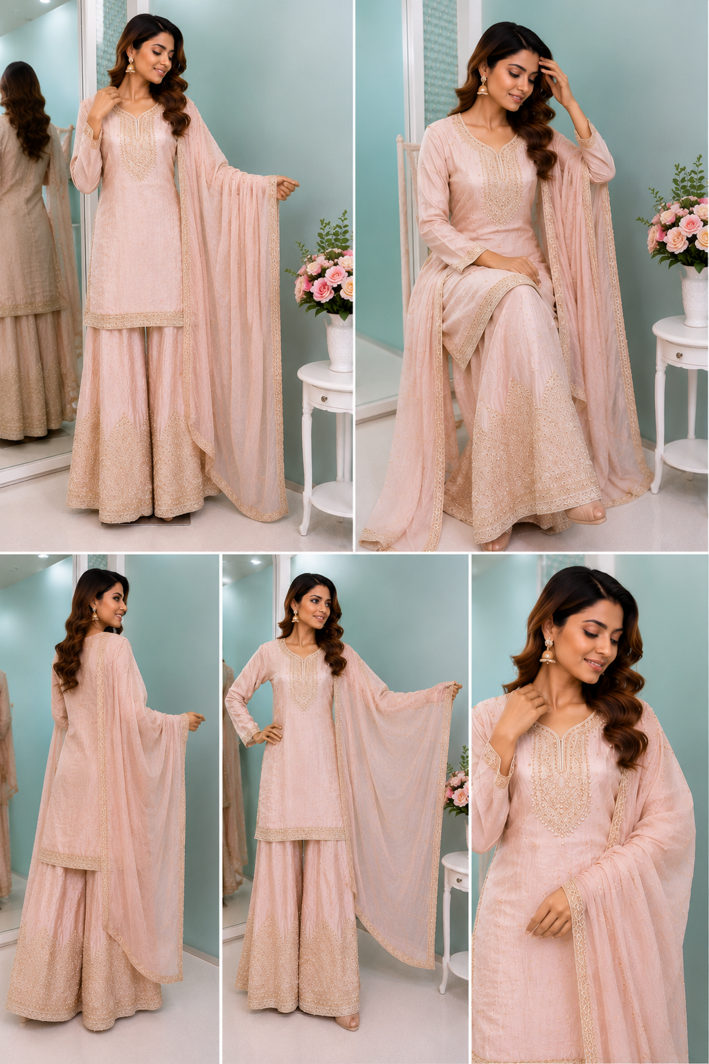 Blush Chikankari Sharara Set