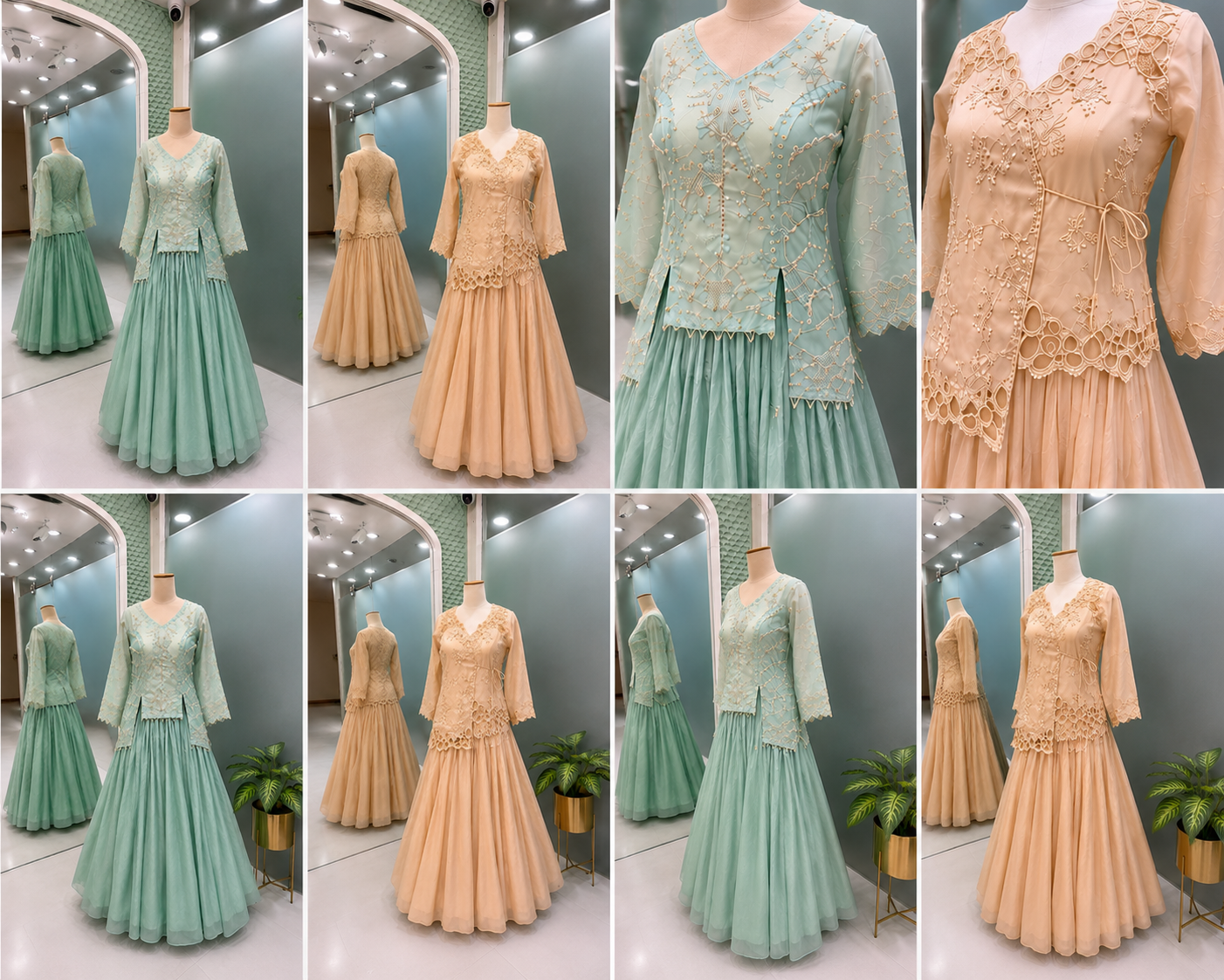 Mint & Champagne Jacket Lehenga Set