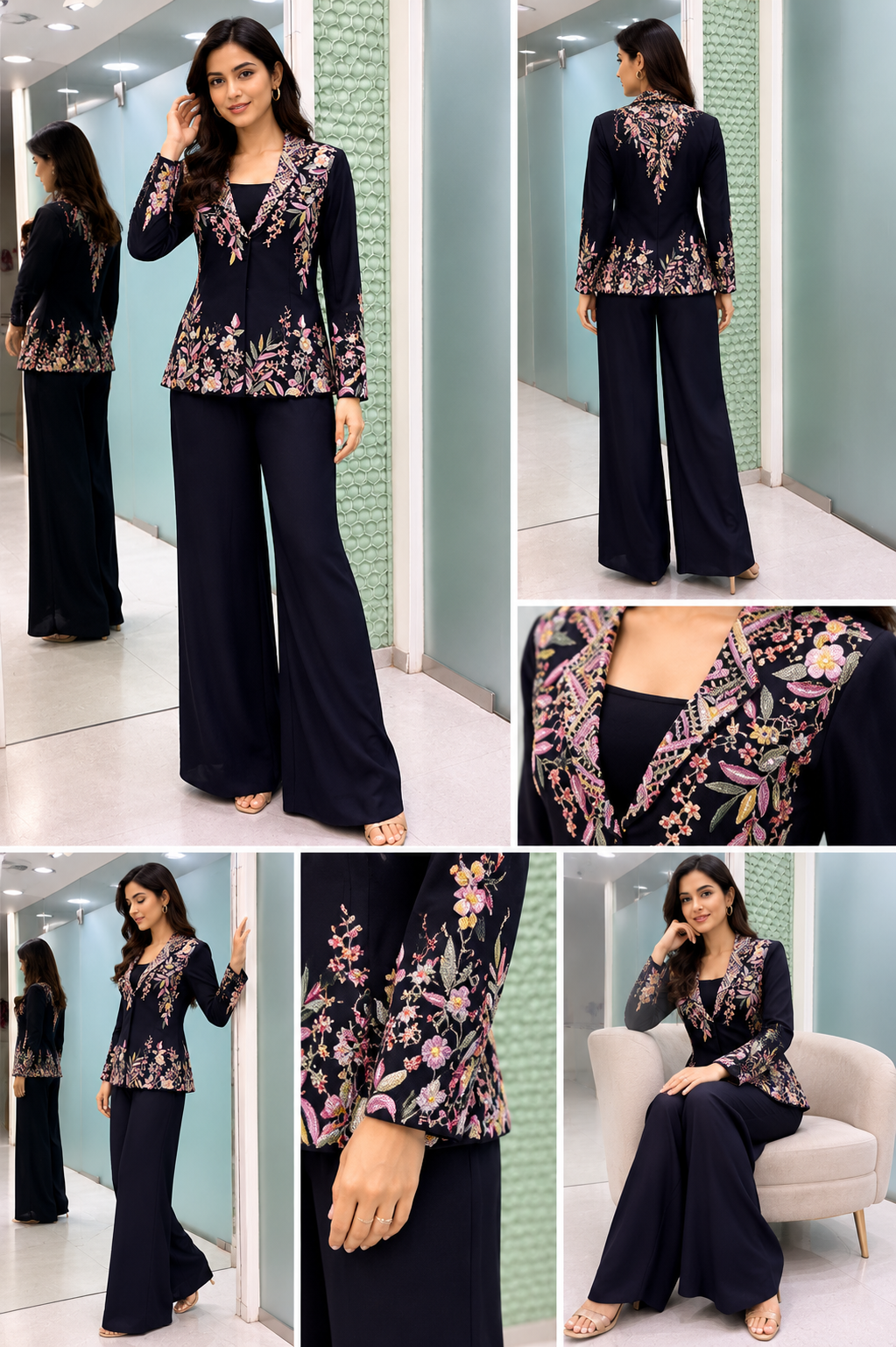 45 - Peach Sequin Kurta Palazzo