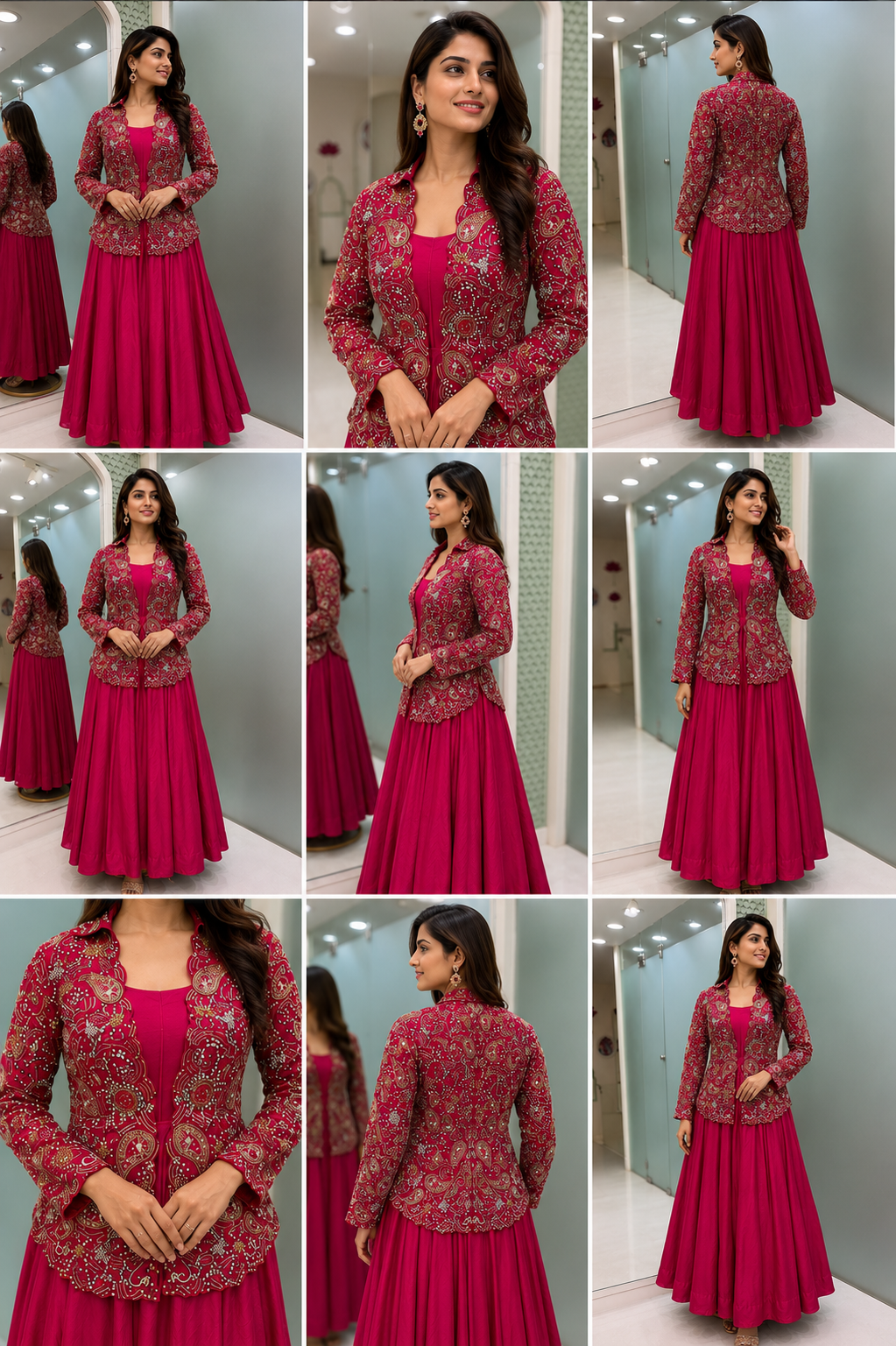 39 - Wine Embroidered Anarkali