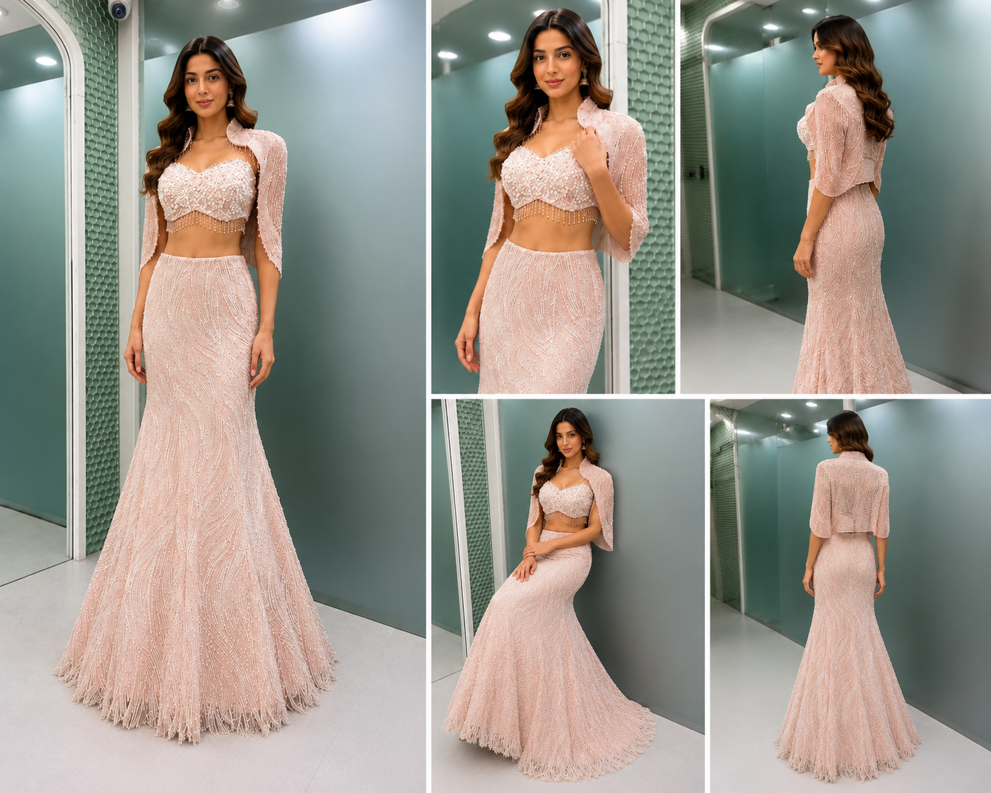 56 - Blush Draped Indo-Western Set