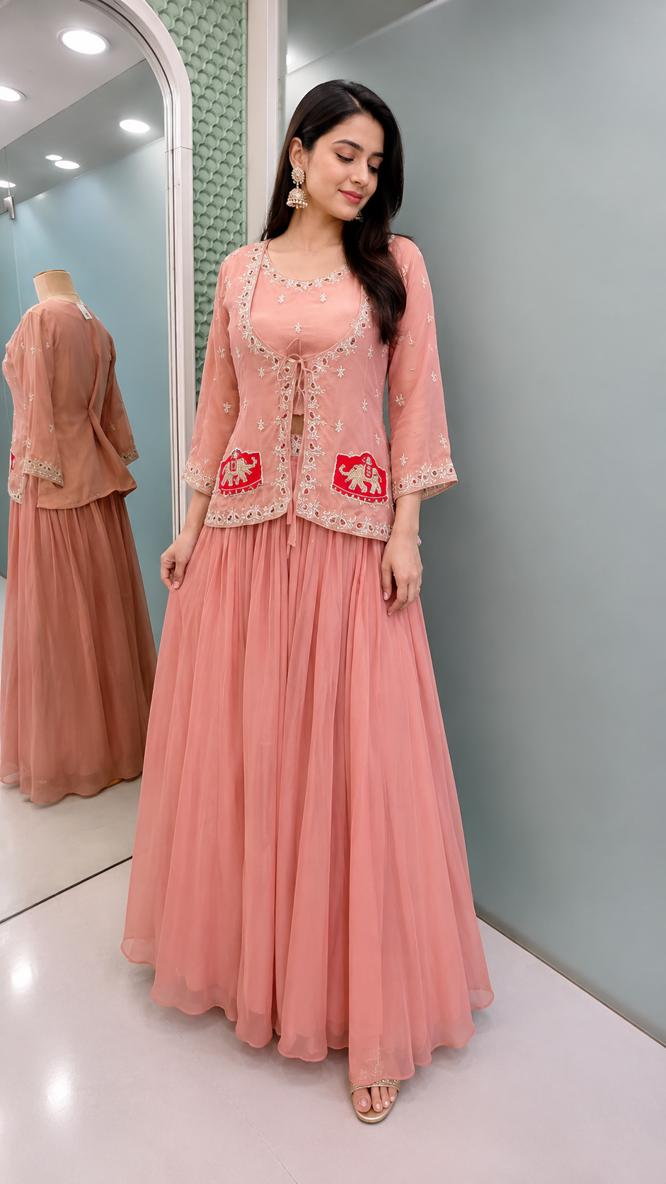 23 - Emerald Sequin Festive Lehenga